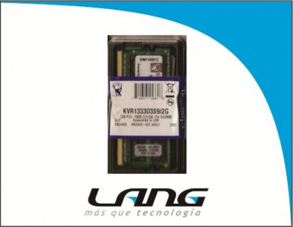 MEMORIA NOTEBOOK DDR3 2GB 1333 KINGSTON