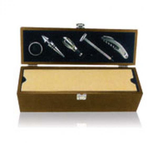 Caja Portavino madera  5 accesorios