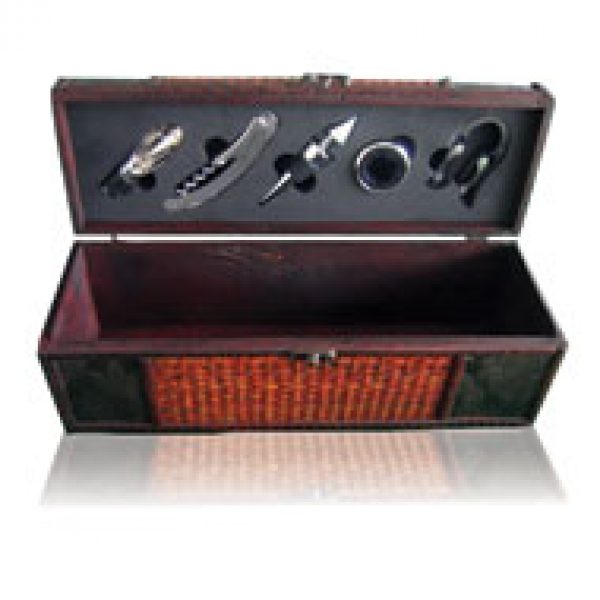Caja Portavino madera  5 accesorios