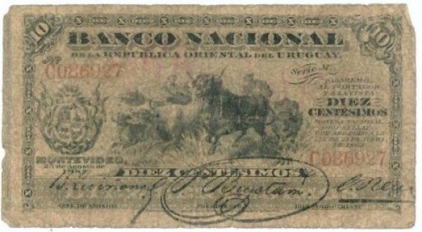 Billete a&ntilde;o 1887 - Uruguay