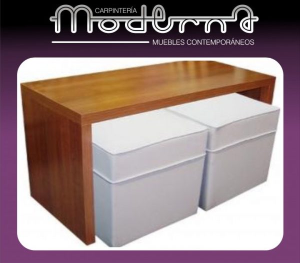 MESA RATONA + 2 PUFF ECO-CUERO