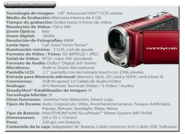 Filmadora Sony Sx44 60 X Zoom, 4gb Inter