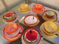 Platos de cerámica, juego frutal