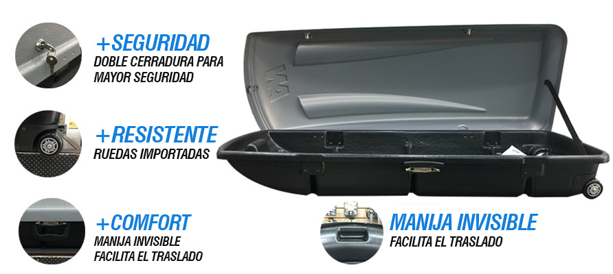 Valija para techo 410 litros, con cerradura negra – mda accesorios para  vehículos