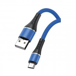 Cable MicroUSB 1m Mallado Azul Netmak