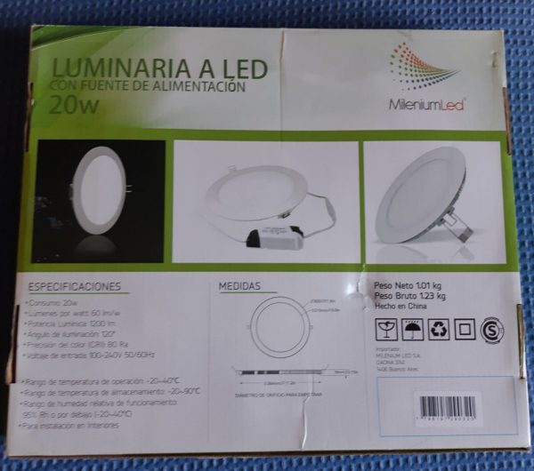 Plaf&oacute;n Panel Led Embutir Circular Platin