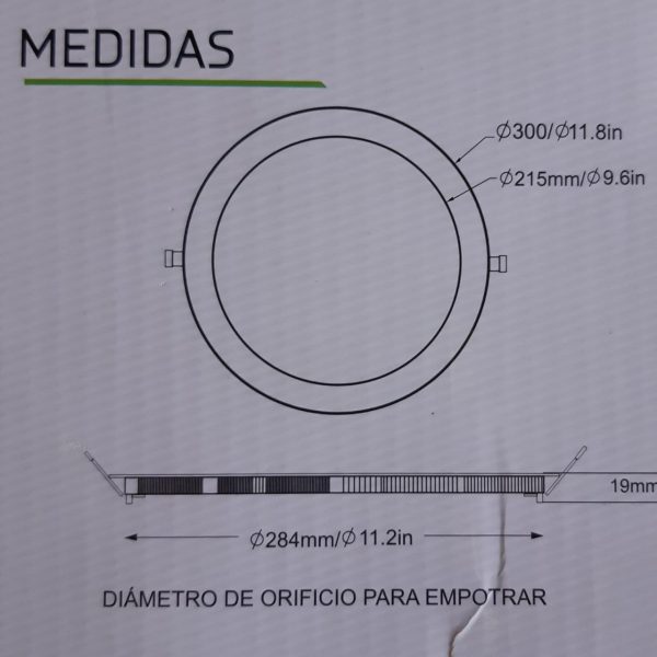 Plaf&oacute;n Panel Led Embutir Circular Platin