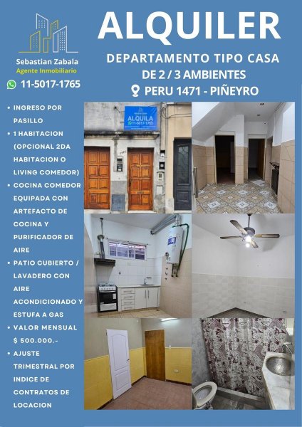 Departamento en alquiler | 3 ambientes | Pi&ntilde;eyro | Avellaneda