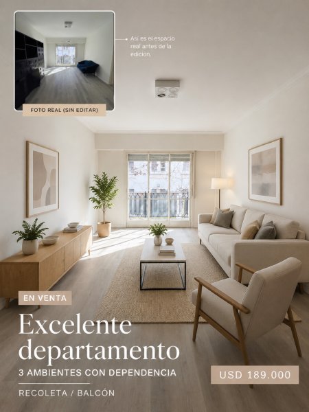 Departamento en venta | 3 ambientes | Recoleta