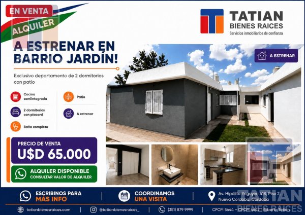 Departamento en venta | 3 ambientes | Barrio Jardin | Cordoba