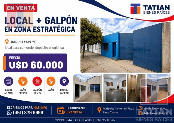 Local en venta | 2 ambientes | Yapeyu | Cordoba