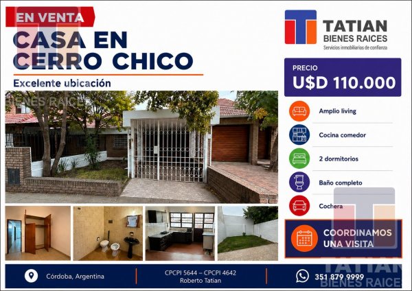 Casa en venta | 4 ambientes | Cerro Chico | Cordoba