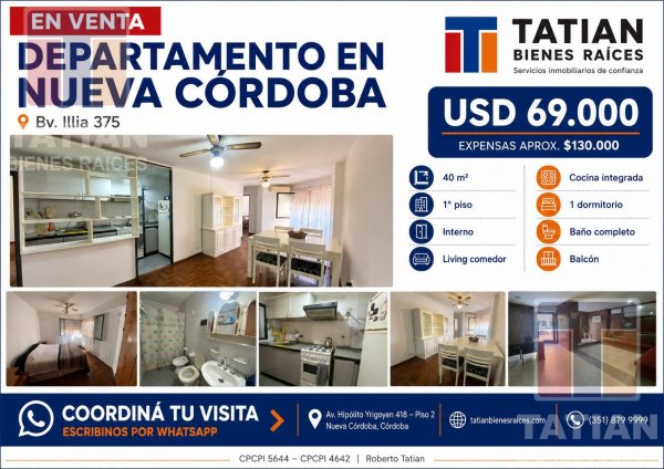 Departamento en venta | 3 ambientes | Nueva Cordoba | Cordoba