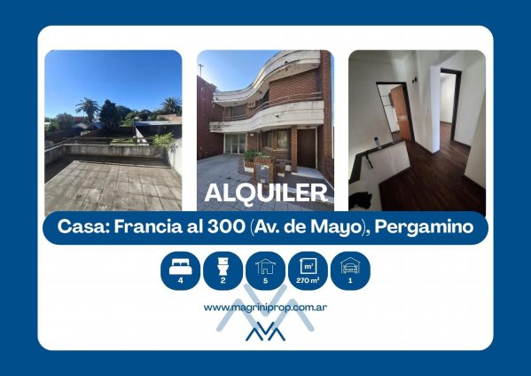 Casa en alquiler | 4 ambientes | Pergamino